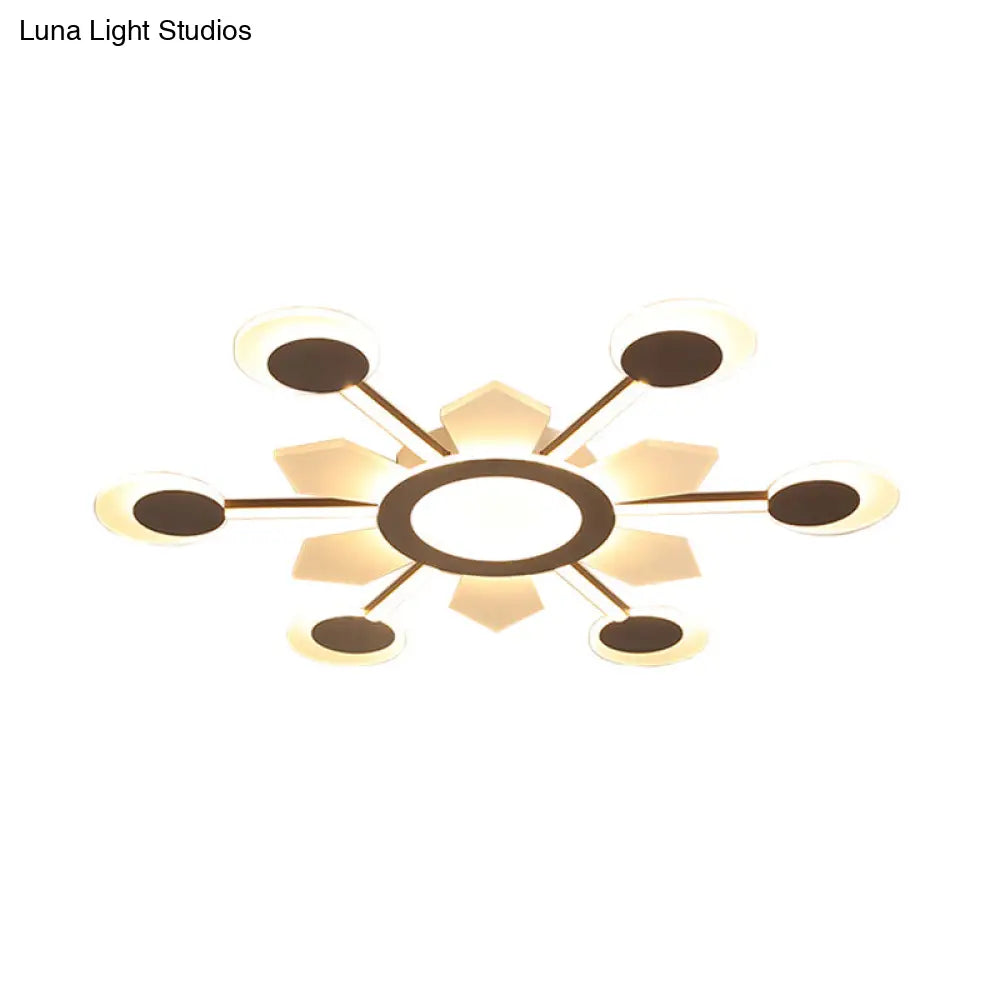 25/31.5 W Coffee Floral Flush Led Ceiling Light - Modernist Acrylic Flushmount Super Thin Design