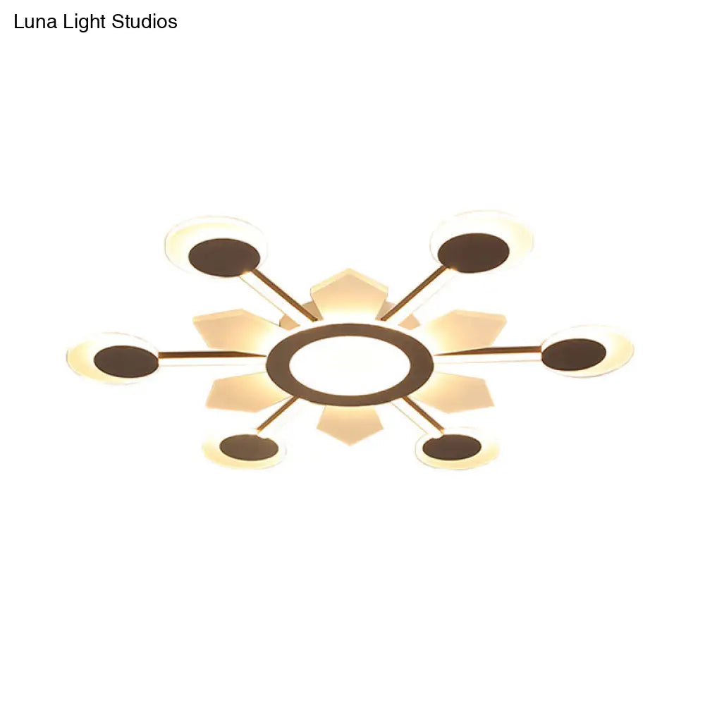 25’/31.5’ W Coffee Floral Flush Led Ceiling Light - Modernist Acrylic Flushmount Super Thin