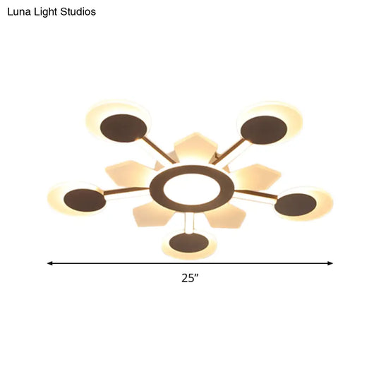 25’/31.5’ W Coffee Floral Flush Led Ceiling Light - Modernist Acrylic Flushmount Super Thin