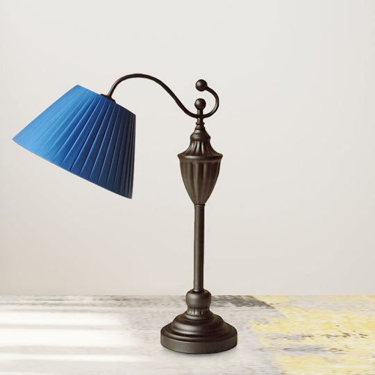 Barrel Shaped Study Light With Fabric Shade - White/Blue/Green Bedroom Task Lighting Blue