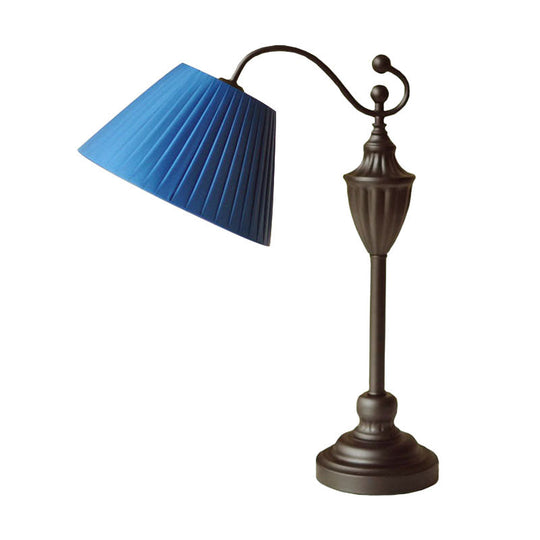 Barrel Shaped Study Light With Fabric Shade - White/Blue/Green Bedroom Task Lighting
