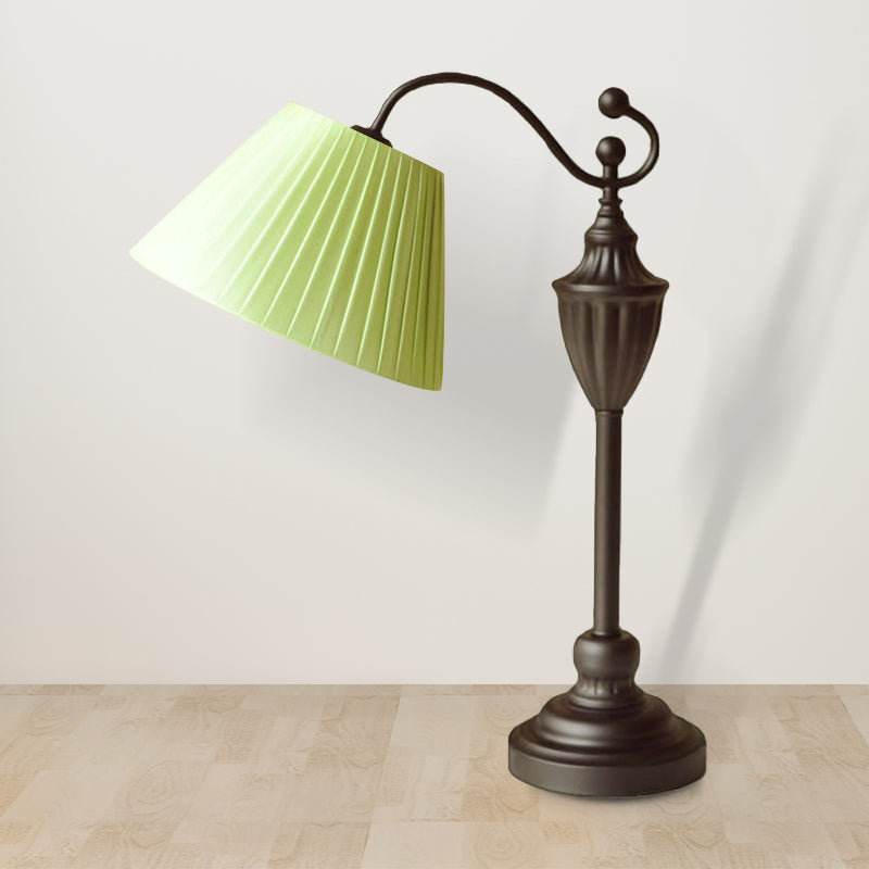 Barrel Shaped Study Light With Fabric Shade - White/Blue/Green Bedroom Task Lighting Green