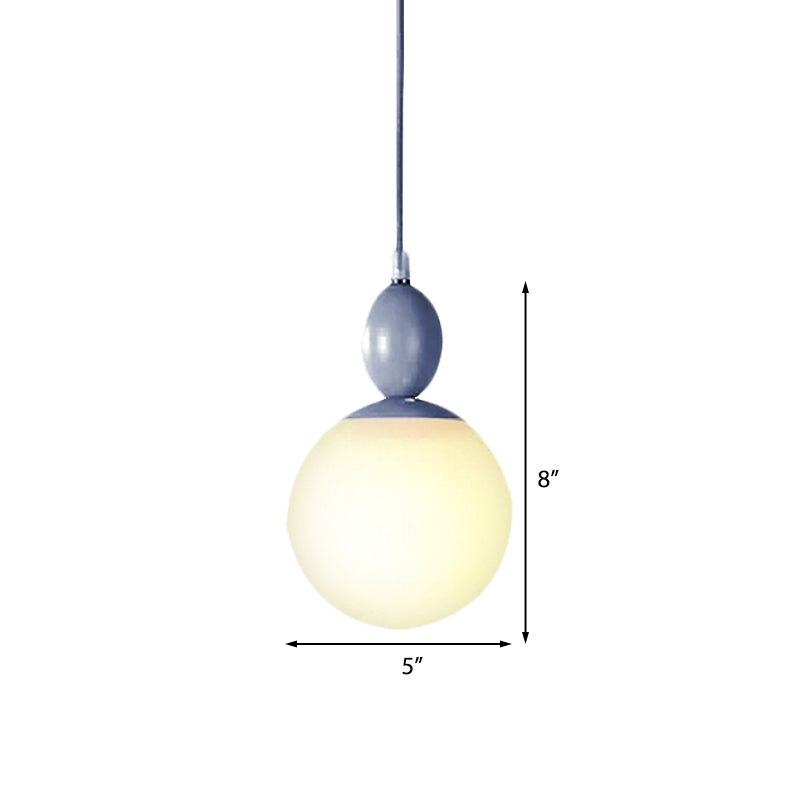 Sleek Spherical Hanging Light With Frosted Glass For Kitchen - 1 Candy Colored Pendant