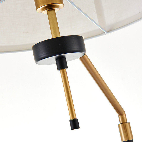 Brass Desk Lamp - Traditional Drum Fabric Reading Light For Bedroom