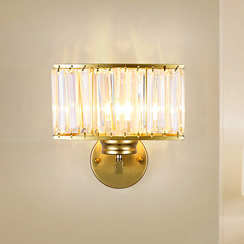 Modern Clear Crystal Wall Lamp With Gold Finish - Perfect For Hallway Lighting