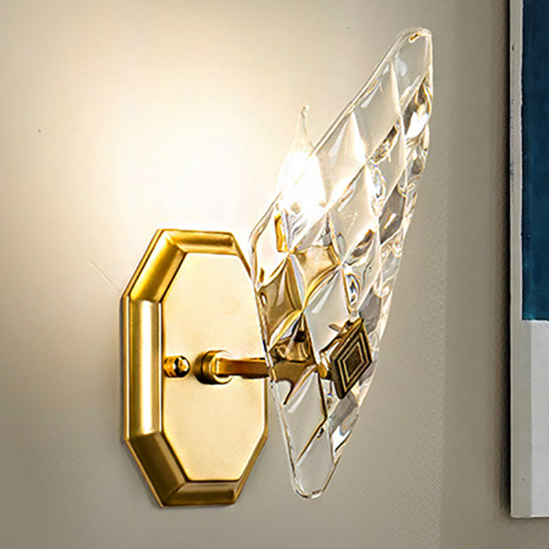 Modern Clear Crystal Rhombus Wall Sconce Lamp - 1/2-Head Brass Light For Living Room 1 /