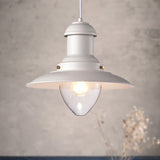 Retro Loft Saucer Ceiling Light In Black/White - Metallic Pendant For Coffee Shop White