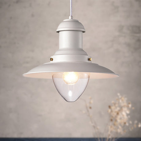 Retro Loft Saucer Ceiling Light In Black/White - Metallic Pendant For Coffee Shop White