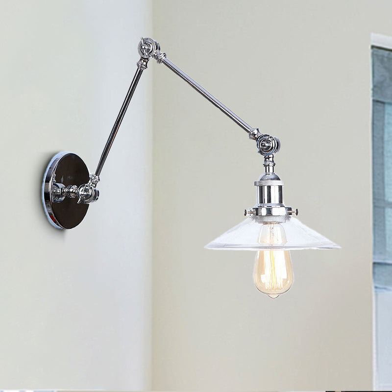 Vintage Style Clear Glass Wall Sconce With 1 Light In Chrome Finish - Perfect For Living Room