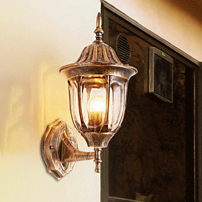 Industrial Outdoor Wall Light Fixture - Kerosene Clear Glass Rust Sconce Lamp
