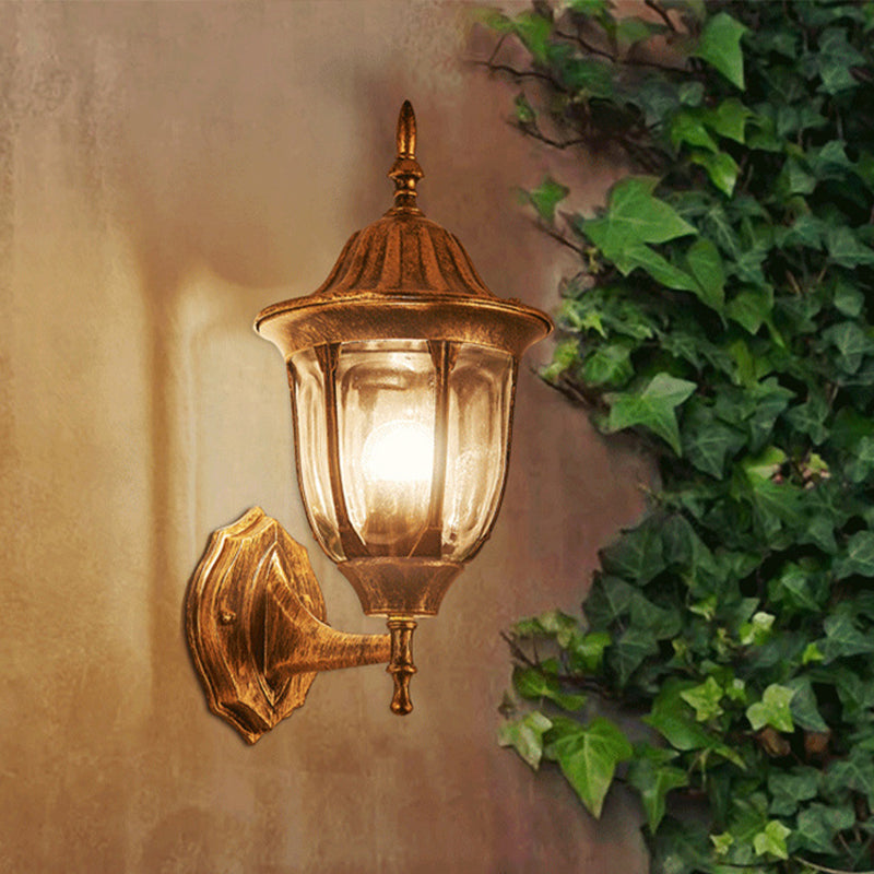 Industrial Outdoor Wall Light Fixture - Kerosene Clear Glass Rust Sconce Lamp