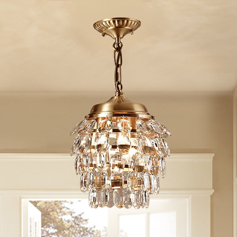 Postmodern Gold Chandelier With Clear Glass 5 Tiers 3 Lights Faceted Design