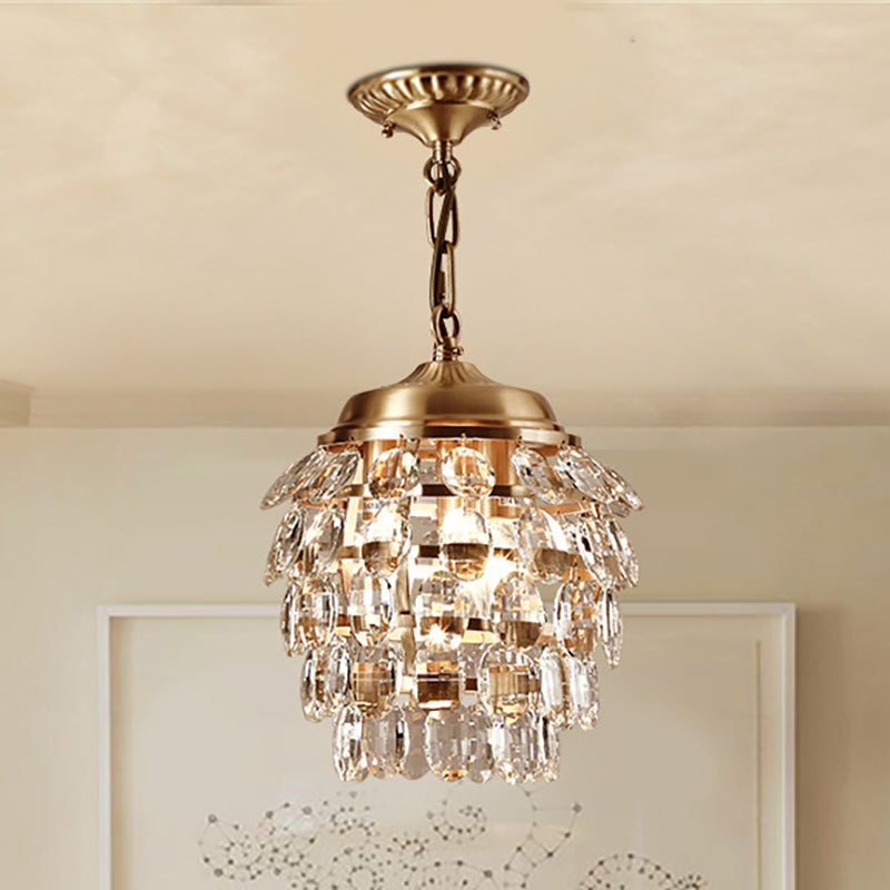 Postmodern Gold Chandelier With Clear Glass 5 Tiers 3 Lights Faceted Design