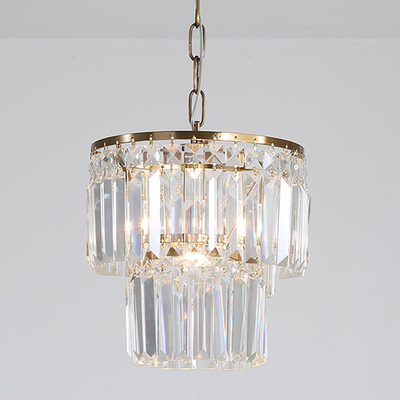 Prismatic Crystal Pendant Light - Modern Brass Hanging Ceiling Lamp For Living Room (1-Light)