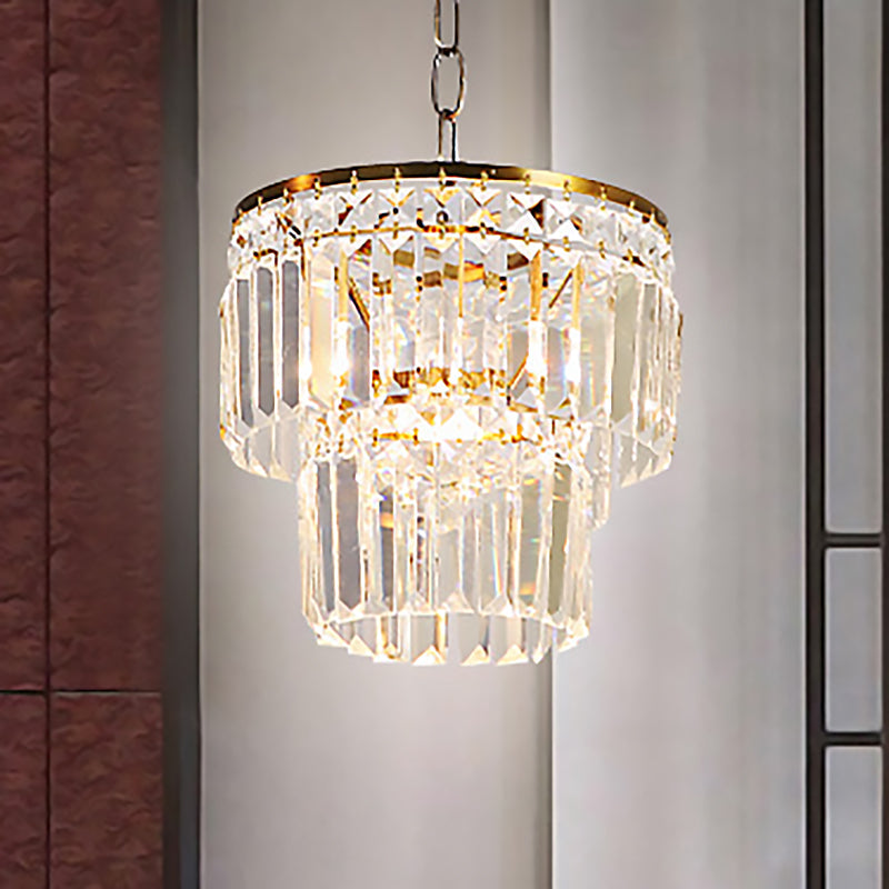 Prismatic Crystal Pendant Light - Modern Brass Hanging Ceiling Lamp For Living Room (1-Light)