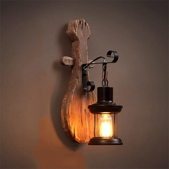 Coastal Clear Glass Lantern Wall Sconce With Spoon: Stylish Dining Room Lighting Fixture