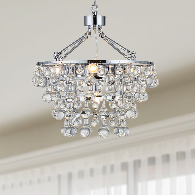Contemporary Metal Chandelier - 5-Light Ceiling Fixture With Glass Ball For Modern Living Rooms