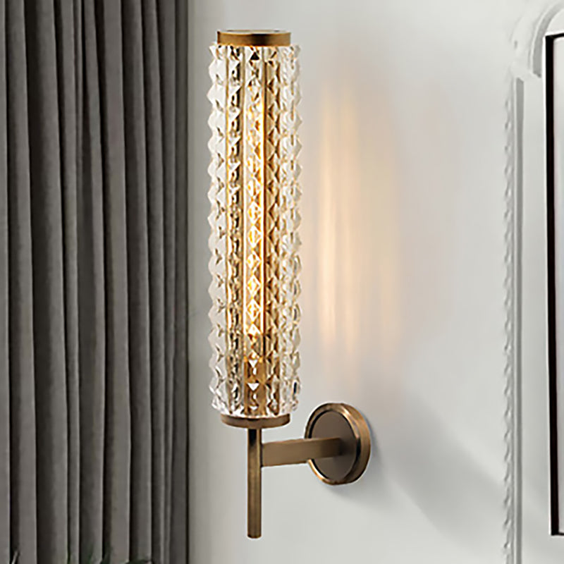 Vintage Clear Glass Led Brass Finish Wall Light Sconce For Living Room