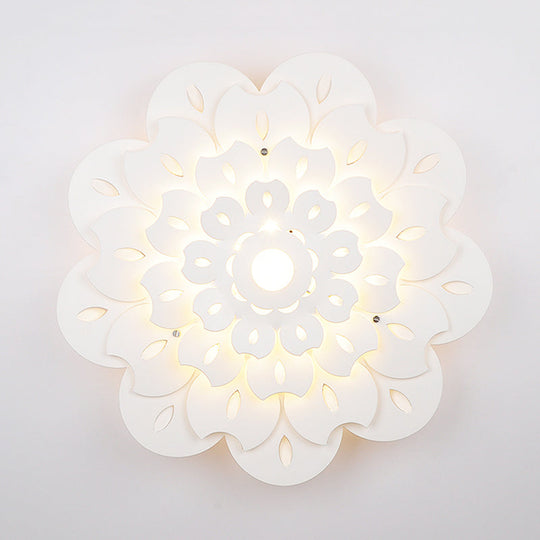 Pretty White Floral Led Wall Lamp For Kids Bedrooms / 10