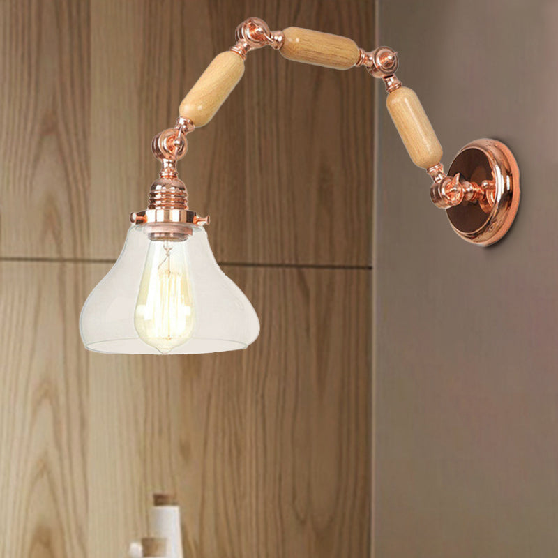 Industrial Clear Glass Wall Sconce With Cone Shade - Stylish Living Room Lighting