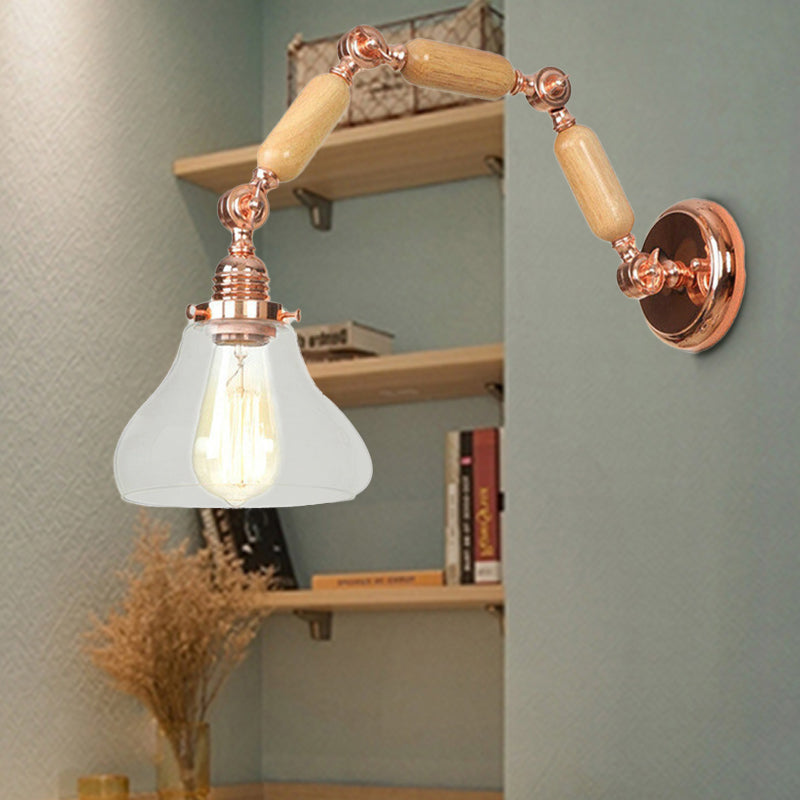 Industrial Clear Glass Wall Sconce With Cone Shade - Stylish Living Room Lighting