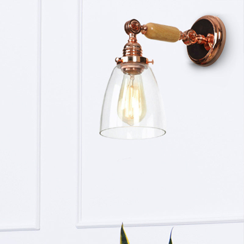 Industrial Clear Glass Wall Sconce With Tapered Shade For Living Room Lighting