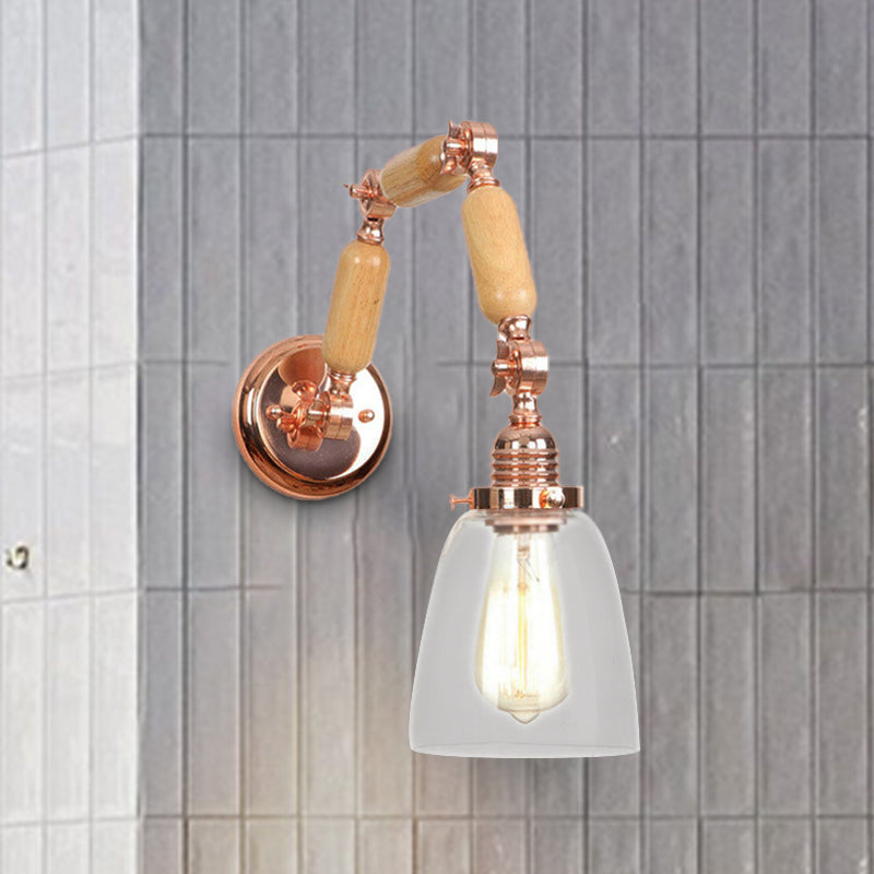 Rose Gold Antique Clear Glass Rotatable Arm Sconce Light - Elegant Tapered Lighting Fixture