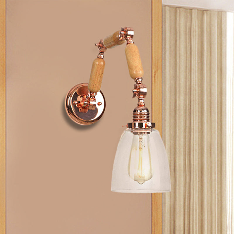 Rose Gold Antique Clear Glass Rotatable Arm Sconce Light - Elegant Tapered Lighting Fixture