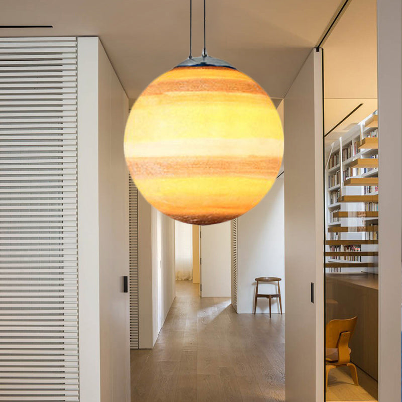 Modern Chrome Pendant Lamp With Globe Shade For Kids Bedroom Ceiling Beige / 8