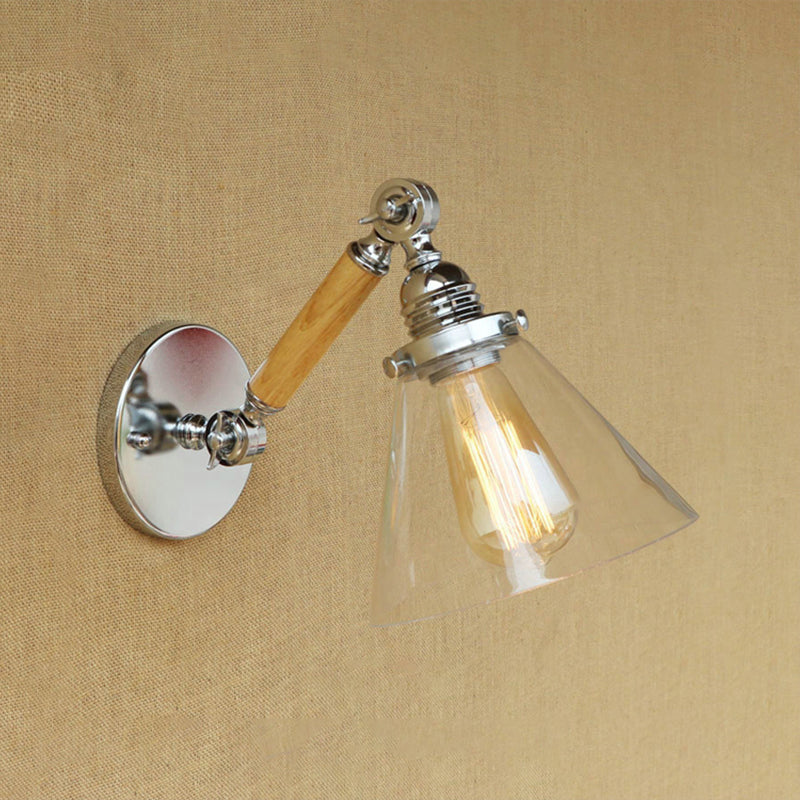 Industrial Cone Glass Wall Lamp - Single Bulb Sconce Light For Dining Room 8/4/14 Clear / 4