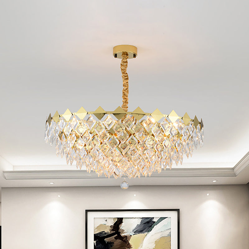 Postmodern 6-Light Gold Chandelier: Crystal Bowl Ceiling Light Fixture For Living Room
