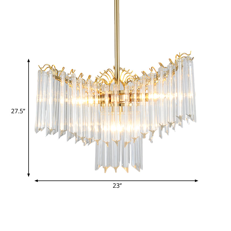 Modern Gold Crystal Chandelier Lamp - 3 Heads Suspension Light For Dining Room