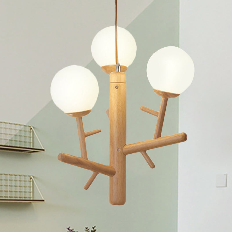 Nordic Modern Wooden White Hanging Chandelier - Ceiling Pendant Light For Dining Room 3 / Wood