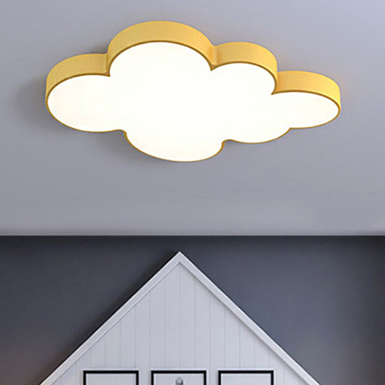 Modern Acrylic Cloud Ceiling Flush Mount Light For Kids Classroom And Bedroom Yellow / 18