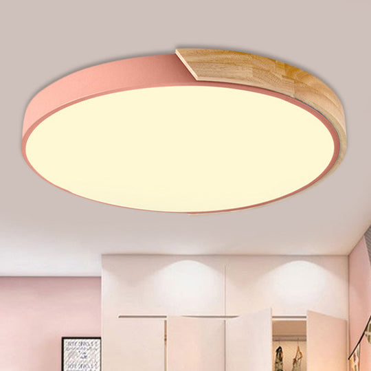 Loft Circle Led Ceiling Light For Kindergarten With Acrylic Shade