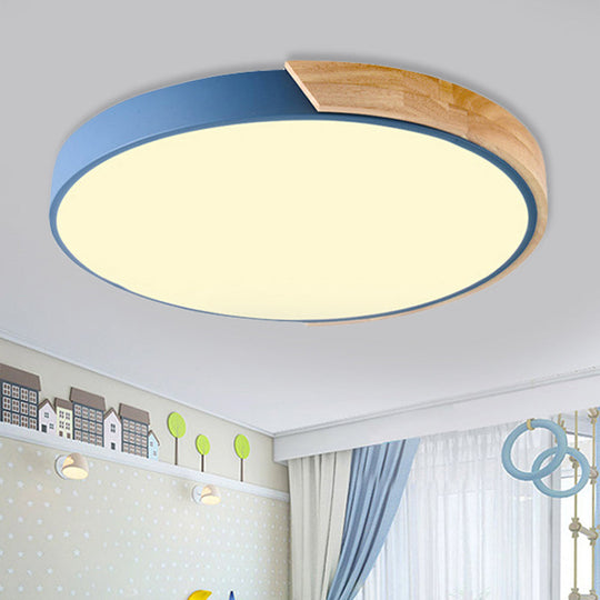 Loft Circle Led Ceiling Light For Kindergarten With Acrylic Shade