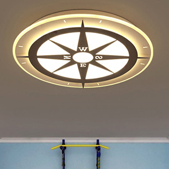 Compass Flushmount Light - White Creative Acrylic Ceiling Fixture For Nursing Room / 20.5