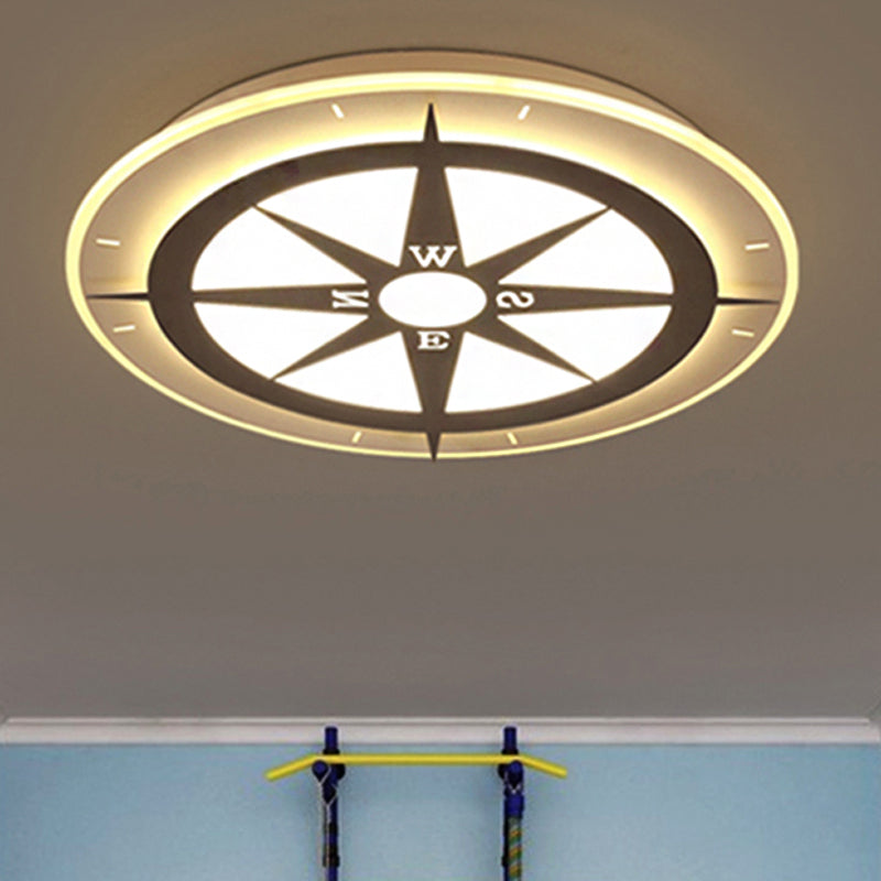 Creative Compass Flushmount Light - White Acrylic Ceiling Fixture For Children Room Nursing Rooms