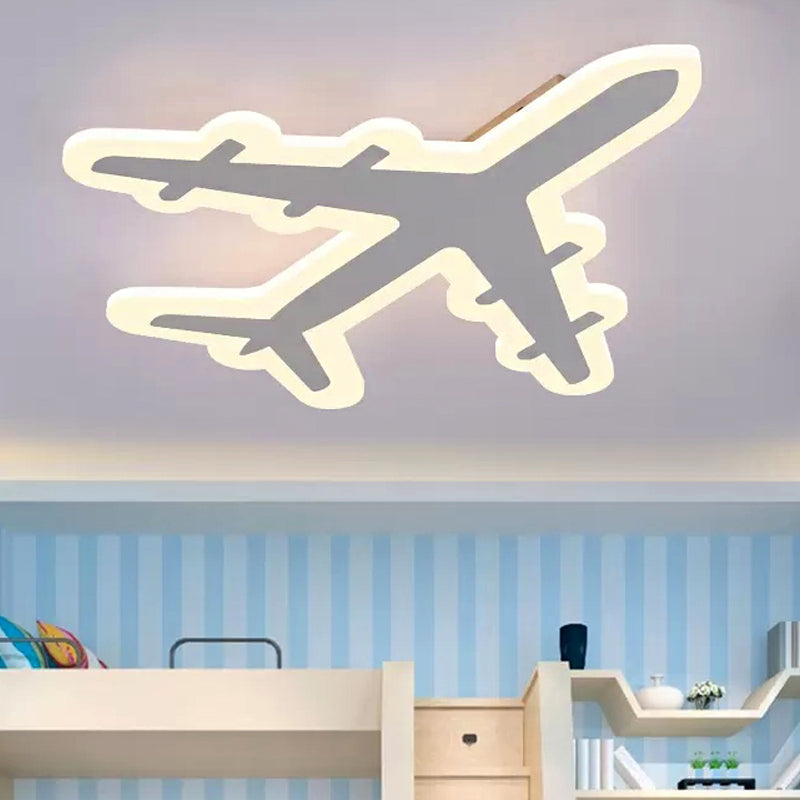 Modern Acrylic Ceiling Mount Light: Plane Design For Kids Bedroom White / Warm