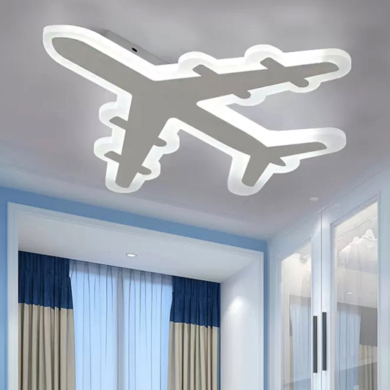 Modern Acrylic Ceiling Mount Light: Plane Design For Kids Bedroom White /