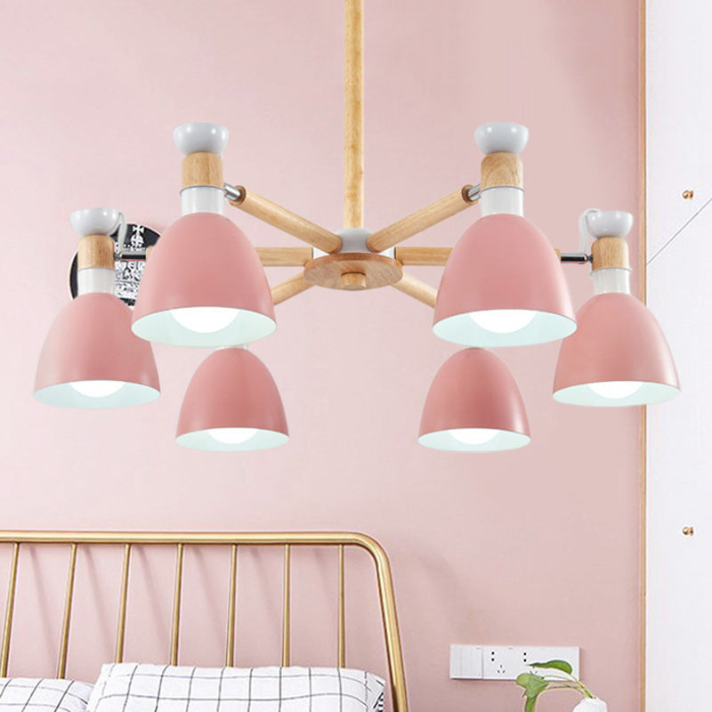 Macaroon Dome Hanging Light Fixture With 6 Bulbs - Elegant Living Room Lamp