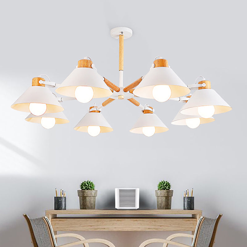Contemporary Metal Hanging Chandelier With 8 Bulb Modern Coolie Shade - Perfect For Dining Room