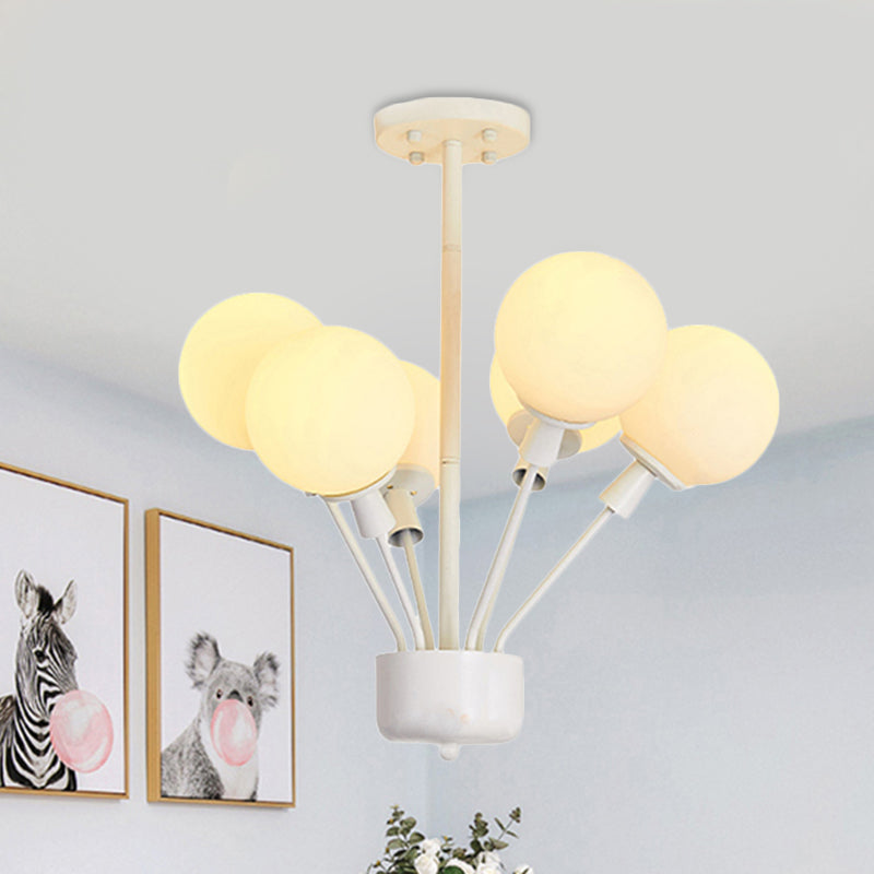 Modern Metal & Glass Balloon Pendant Light With 6 Lights - White Child Bedroom