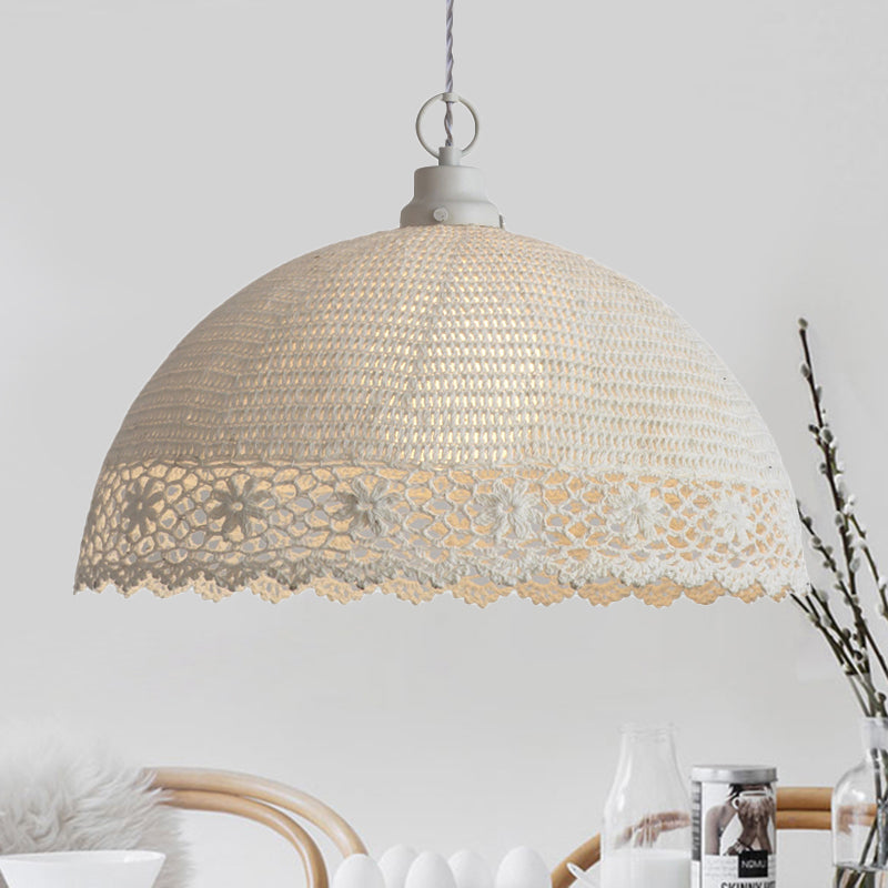 Chic Beige Pendant Light With Fabric Shade - Perfect For Cafe Ambiance / 14