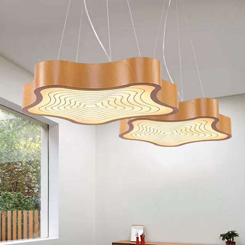 Stylish Beige Acrylic Star Pendant Lamp Asian Led Ceiling Fixture For Restaurants