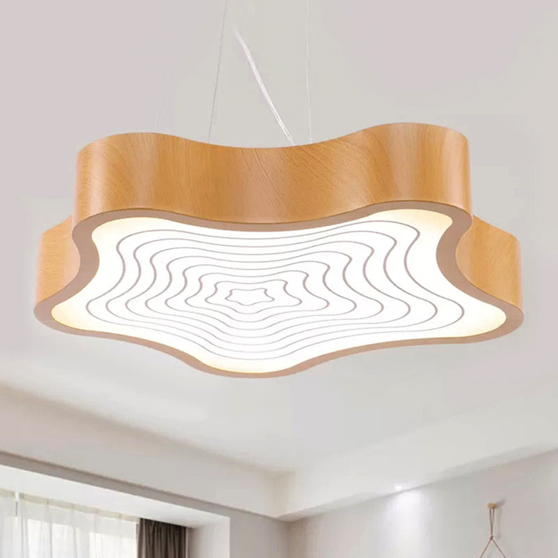Stylish Beige Acrylic Star Pendant Lamp Asian Led Ceiling Fixture For Restaurants