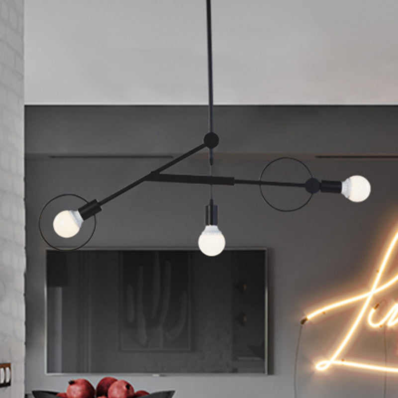 Minimalist Black Chandelier Pendant Light For Shops - 3 Bulb Metal Ceiling Fixture / 39