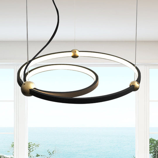 Modern Nordic Black Chandelier Led Hanging Light For Restaurant And Study Room - Warm/White / 12+16