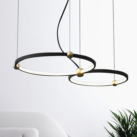 Modern Nordic Black Chandelier Led Hanging Light For Restaurant And Study Room - Warm/White /