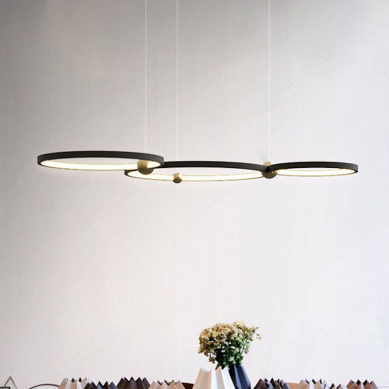 Modern Nordic Black Chandelier Led Hanging Light For Restaurant And Study Room - Warm/White /